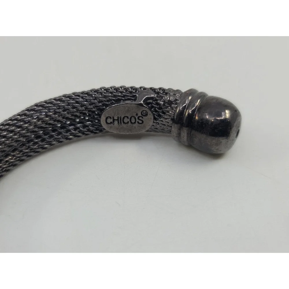 Chico's‎ Black Mesh Cuff Bangle Bracelet Mourning Jewelry Gunmetal Wire